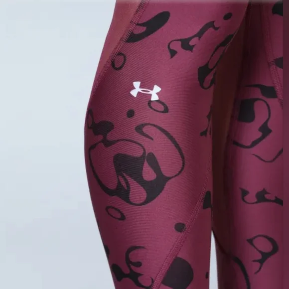 Under Armour Women's Deep Maroon Ankle Crop Ako Print Leggings - Picture 10 of 11